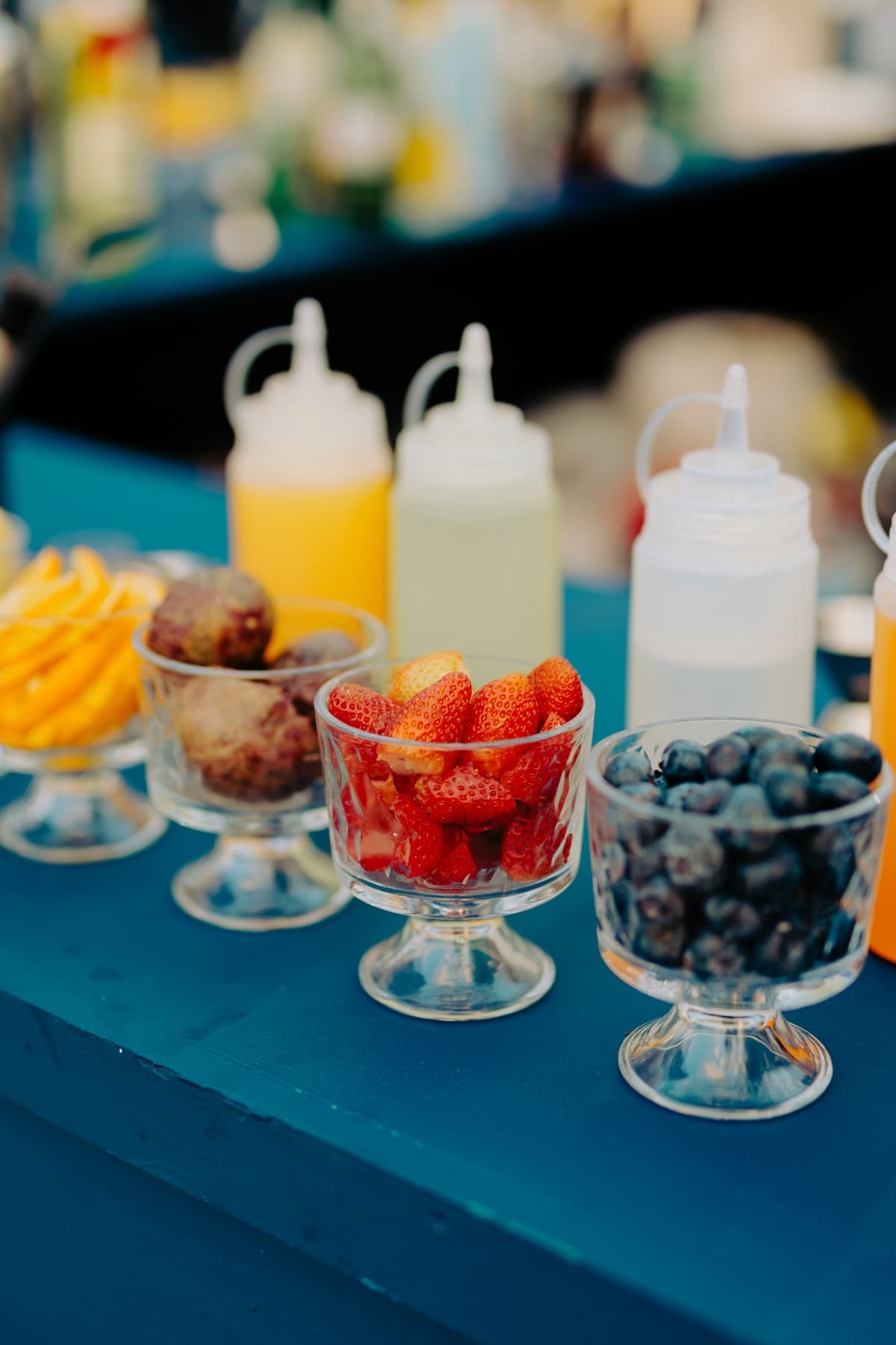Fresh fruit and ingredients set out for drink service